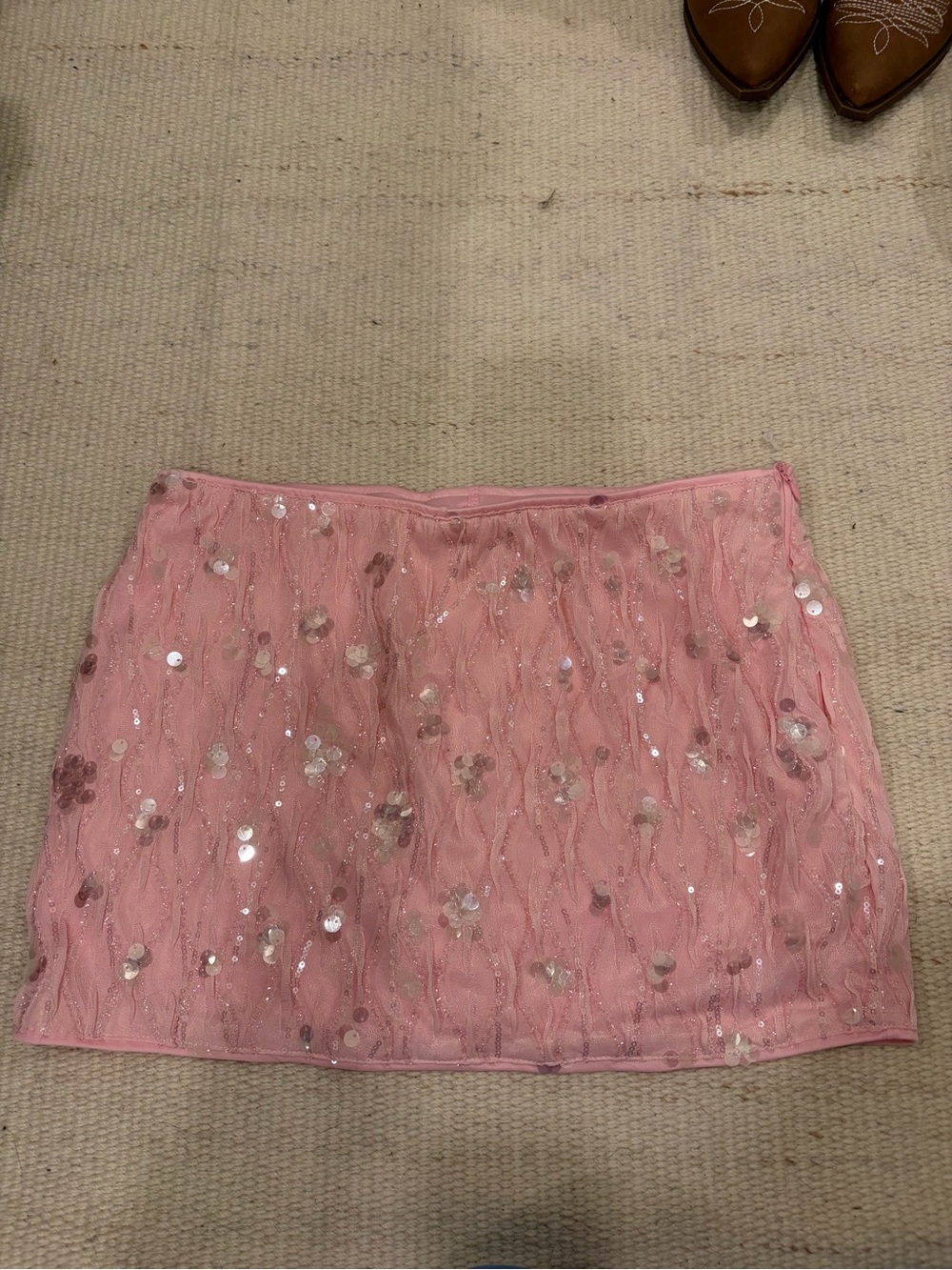 SHEIN Pink Sequin Embellished Mini Skirt